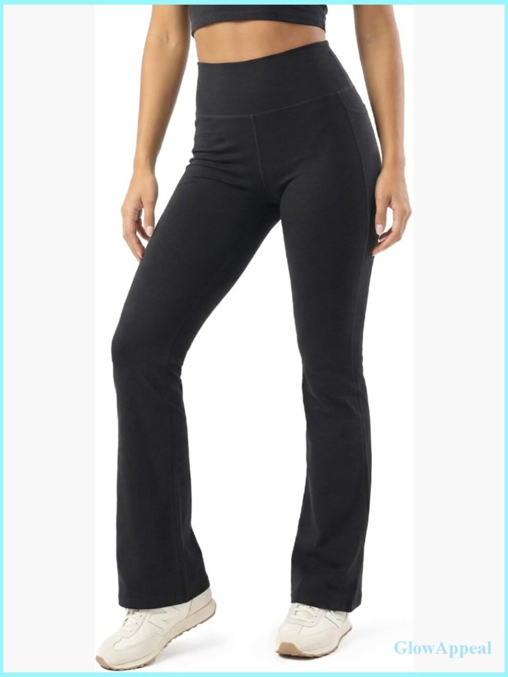 Tall Cotton Flare Leggings with Pockets High Waist Extra Long Yoga Pants